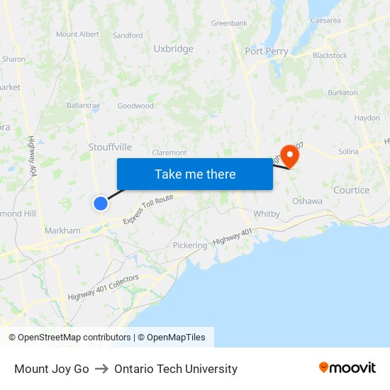 Mount Joy Go to Ontario Tech University map