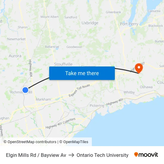 Elgin Mills Rd / Bayview Av to Ontario Tech University map