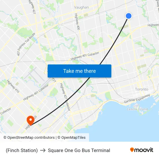 (Finch Station) to Square One Go Bus Terminal map