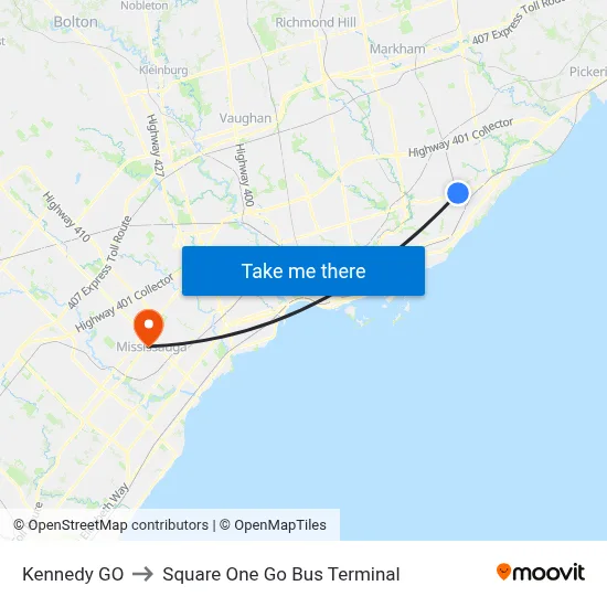 Kennedy GO to Square One Go Bus Terminal map