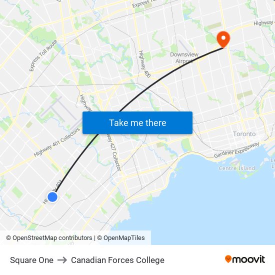 Square One to Canadian Forces College map