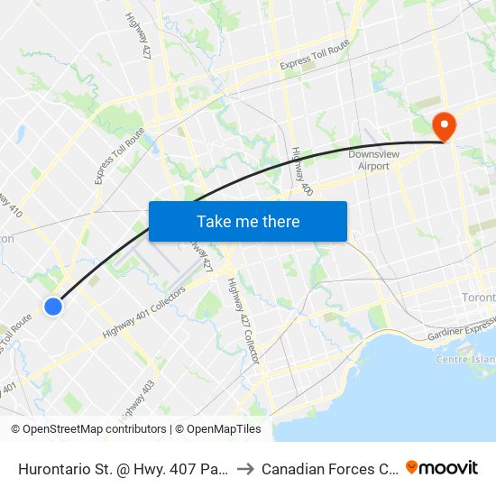 Hurontario St. @ Hwy. 407 Park & Ride to Canadian Forces College map