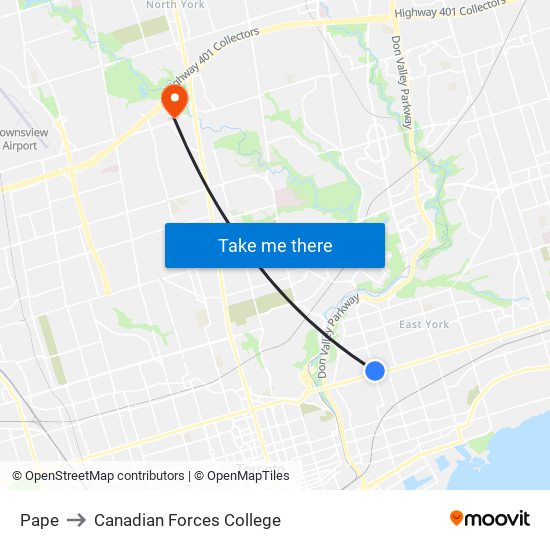 Pape to Canadian Forces College map