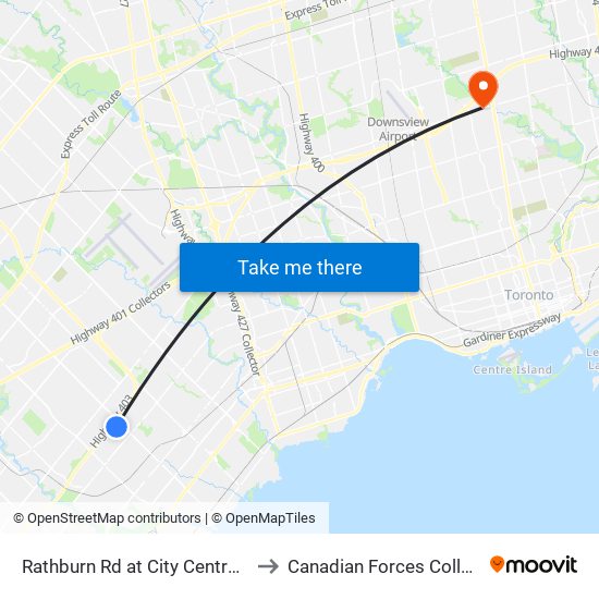 Rathburn Rd at City Centre Dr to Canadian Forces College map