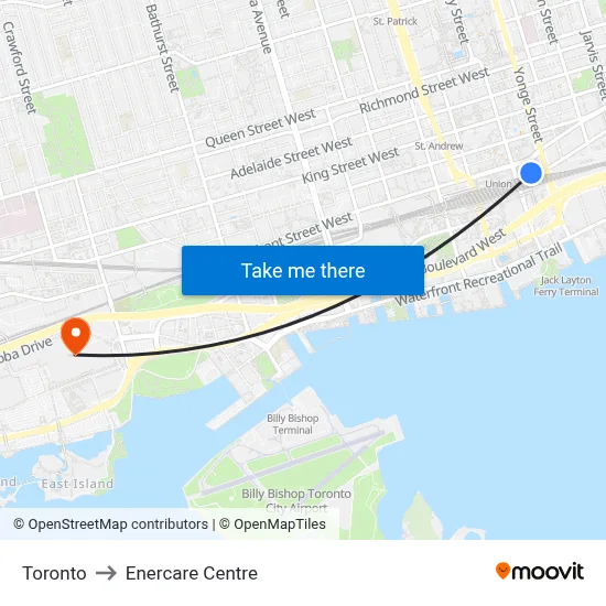 Toronto to Enercare Centre map
