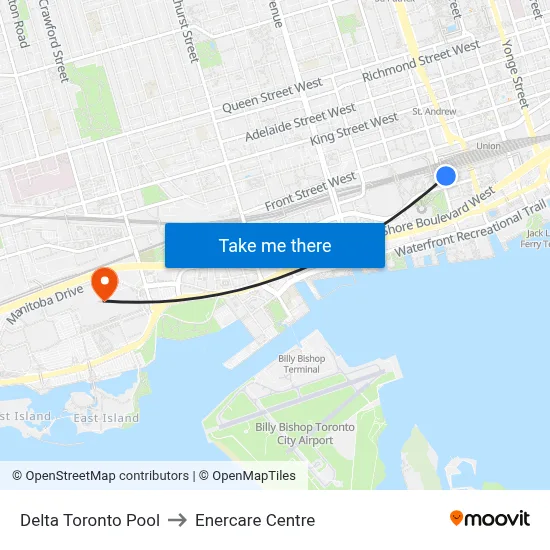 Delta Toronto Pool to Enercare Centre map