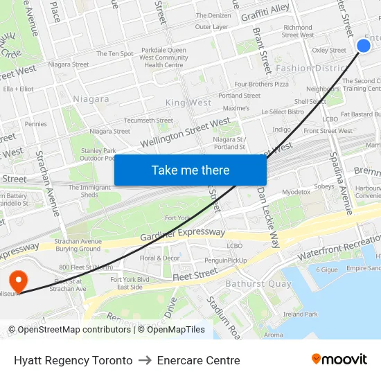 Hyatt Regency Toronto to Enercare Centre map