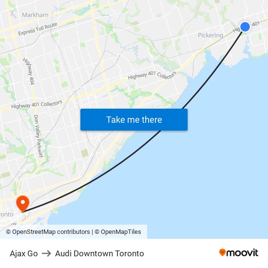 Ajax Go to Audi Downtown Toronto map