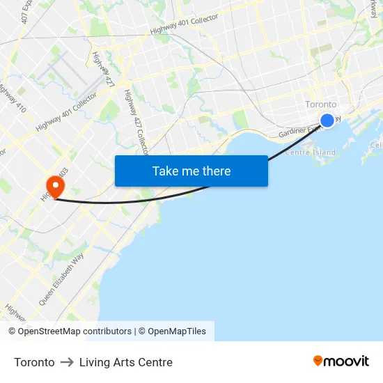 Toronto to Living Arts Centre map