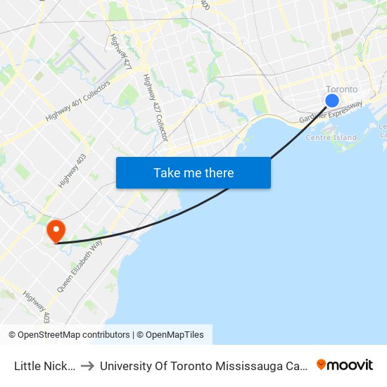 Little Nicky's to University Of Toronto Mississauga Campus map