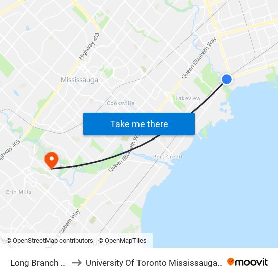 Long Branch Loop to University Of Toronto Mississauga Campus map