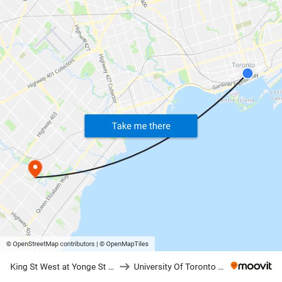 King St West at Yonge St West Side - King Station to University Of Toronto Mississauga Campus map