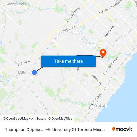 Thompson Opposite Lamont to University Of Toronto Mississauga Campus map