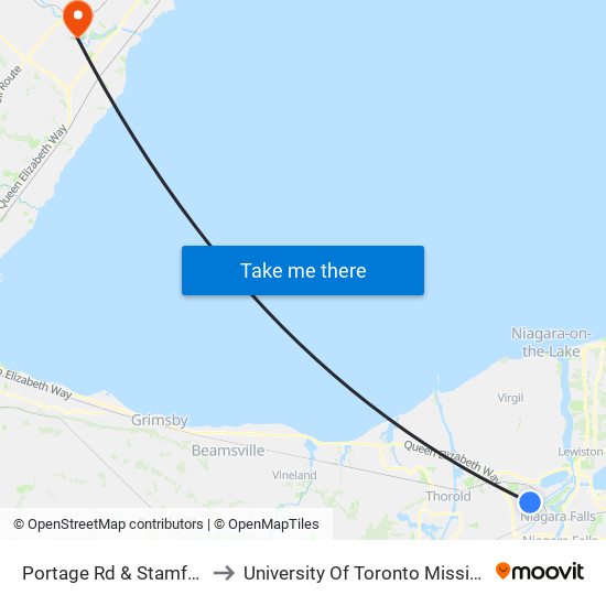 Portage Rd & Stamford Green Dr to University Of Toronto Mississauga Campus map