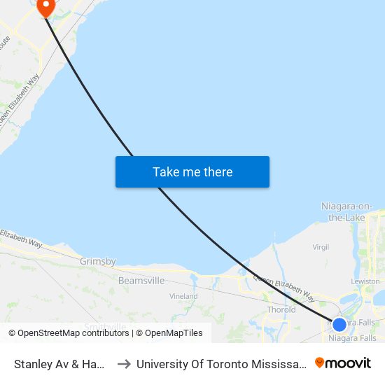 Stanley Av & Hamilton St to University Of Toronto Mississauga Campus map