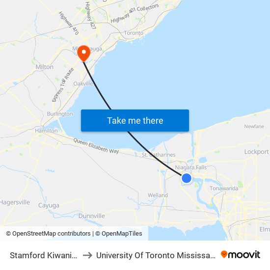 Stamford Kiwanis Manor to University Of Toronto Mississauga Campus map