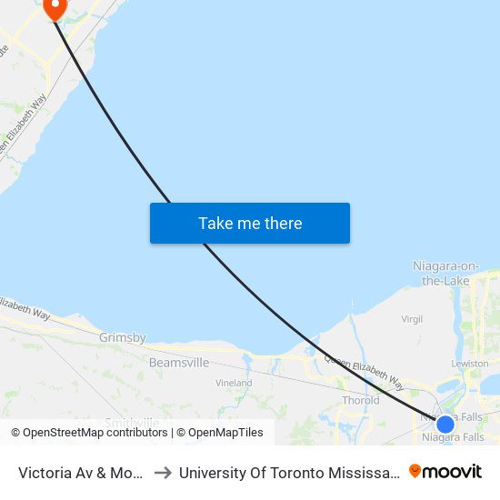 Victoria Av & Morrison St to University Of Toronto Mississauga Campus map