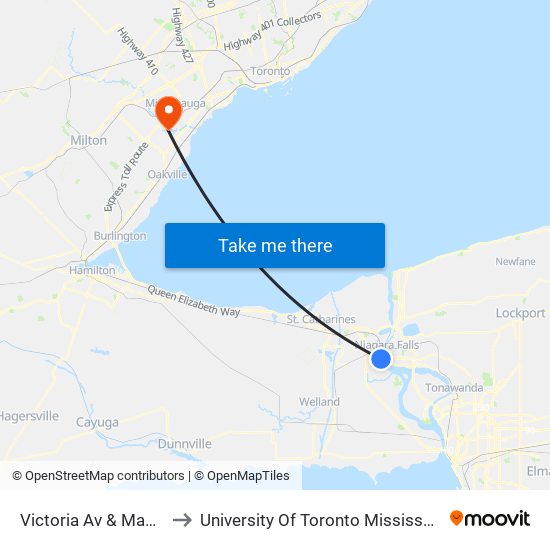 Victoria Av & Magdalen St to University Of Toronto Mississauga Campus map