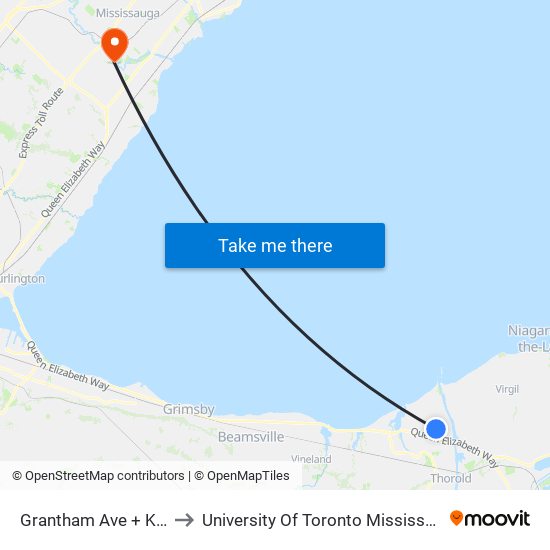 Grantham Ave + Karen Ave to University Of Toronto Mississauga Campus map