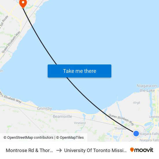 Montrose Rd & Thorold Stone Rd to University Of Toronto Mississauga Campus map