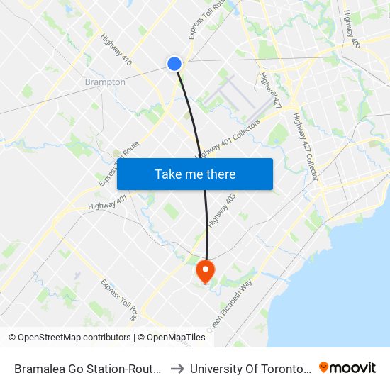 Bramalea Go Station-Route 11/11a/511/A/C Eb Stop to University Of Toronto Mississauga Campus map