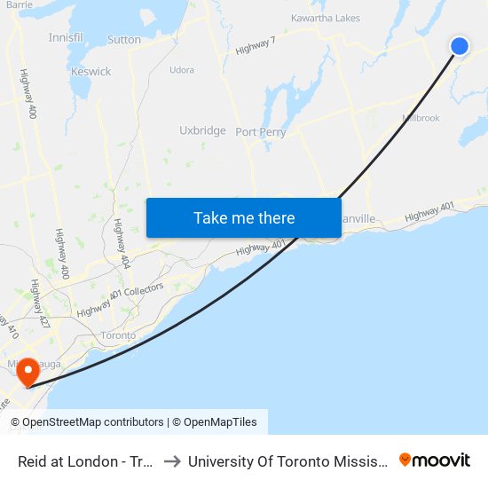 Reid at London - Traill College to University Of Toronto Mississauga Campus map