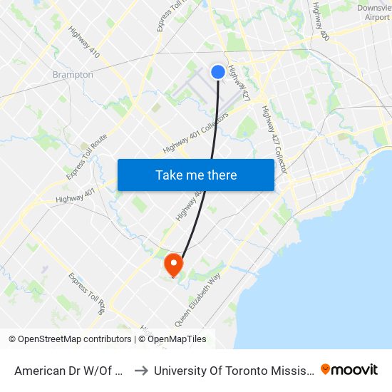 American Dr W/Of Viscount Rd to University Of Toronto Mississauga Campus map