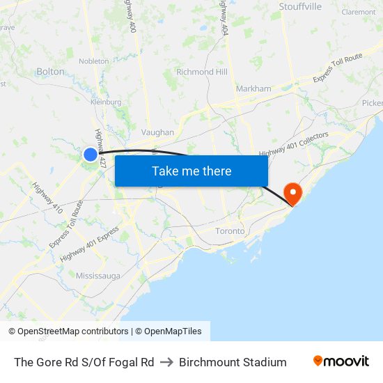 The Gore Rd S/Of Fogal Rd to Birchmount Stadium map