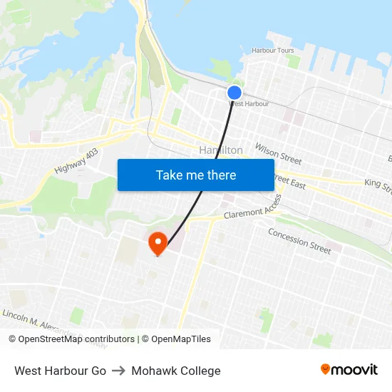 West Harbour Go to Mohawk College map