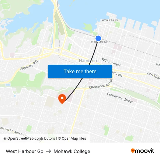 West Harbour Go to Mohawk College map