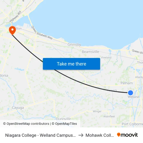 Niagara College - Welland Campus Store to Mohawk College map