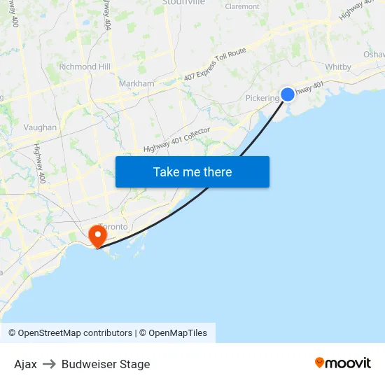Ajax to Budweiser Stage map