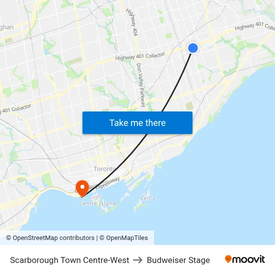 Scarborough Town Centre-West to Budweiser Stage map