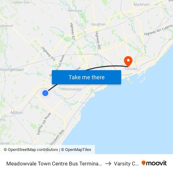 Meadowvale Town Centre Bus Terminal Platform H, I, J to Varsity Centre map