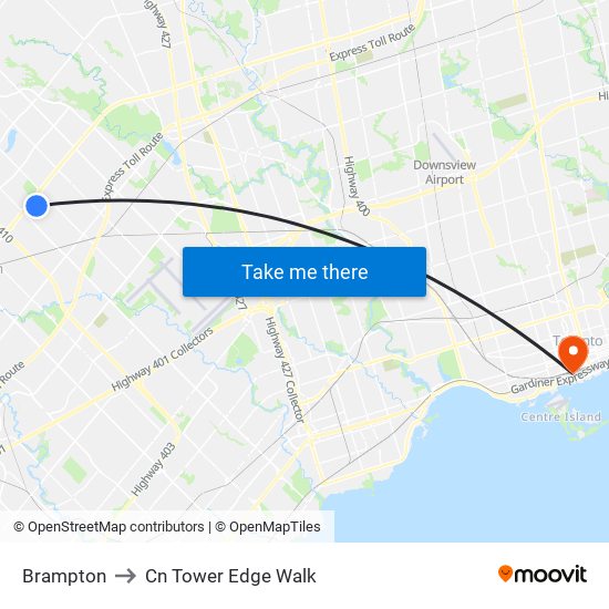 Brampton to Cn Tower Edge Walk map