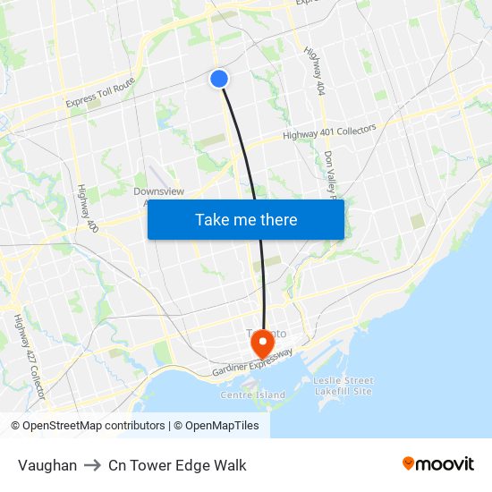 Vaughan to Cn Tower Edge Walk map