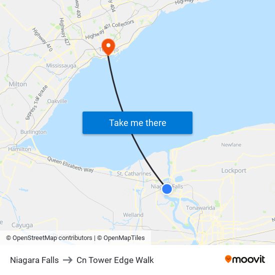 Niagara Falls to Cn Tower Edge Walk map