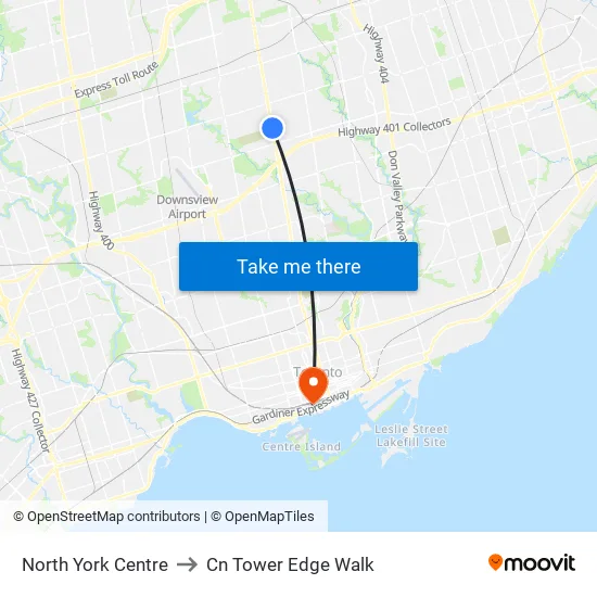North York Centre to Cn Tower Edge Walk map