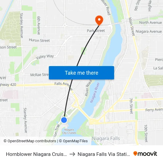 Hornblower Niagara Cruises to Niagara Falls Via Station map