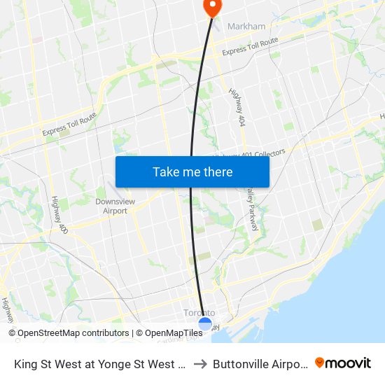 King St West at Yonge St West Side - King Station to Buttonville Airport Terminal map