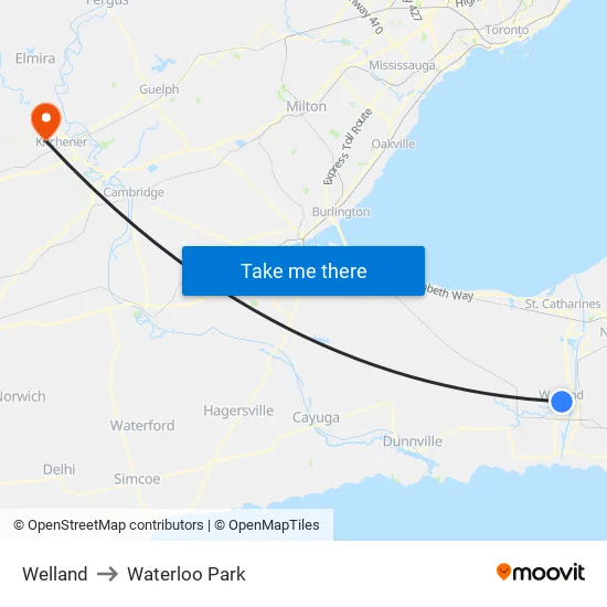 Welland to Waterloo Park map