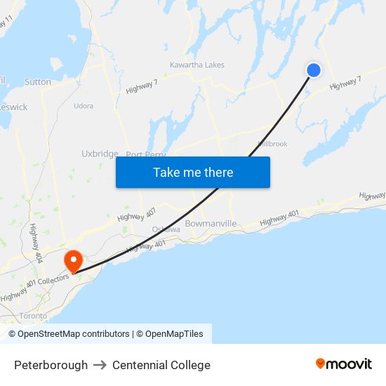 Peterborough to Peterborough map
