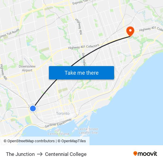 The Junction to Centennial College map