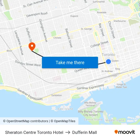 Sheraton Centre Toronto Hotel to Dufferin Mall map