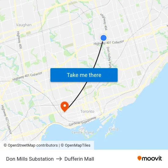 Don Mills Substation to Dufferin Mall map