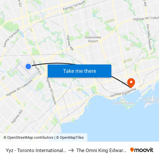 Yyz - Toronto International Airport to The Omni King Edward Hotel map