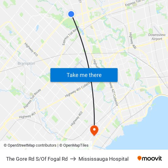 The Gore Rd S/Of Fogal Rd to Mississauga Hospital map