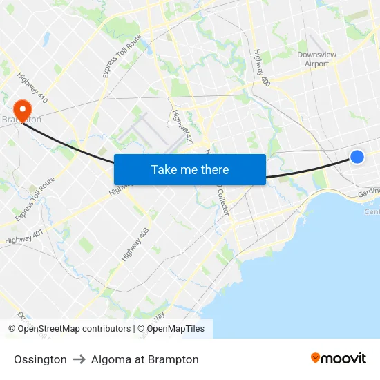 Ossington to Algoma at Brampton map