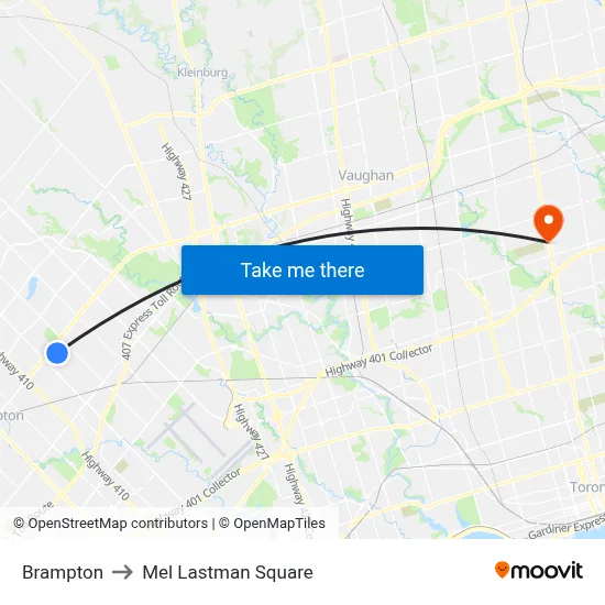 Brampton to Mel Lastman Square map