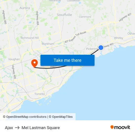 Ajax to Mel Lastman Square map
